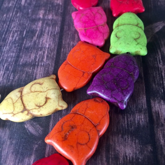 Multicolor howlite chunky owl beads full strand - Picture 7 of 7